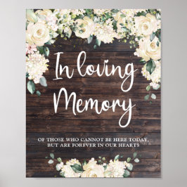 Greenery foliage boho wood in loving memory sign poster