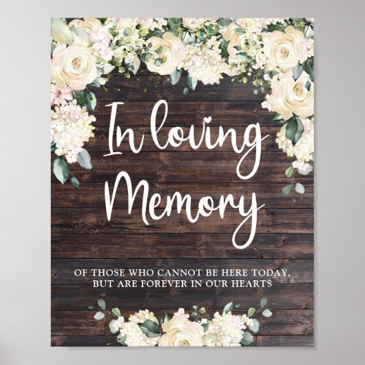 Greenery foliage boho wood in loving memory sign poster (Voorkant)