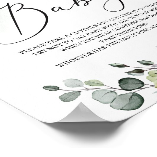 Greenery foliage boho zegt geen baby-spelbord poster (Hoek)