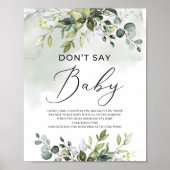 Greenery foliage boho zegt geen baby-spelbord poster (Voorkant)