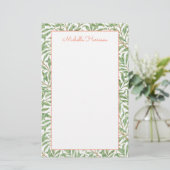 Greenery Foliage Botanical Pattern Green Sinaasapp Briefpapier (Staand voorkant)