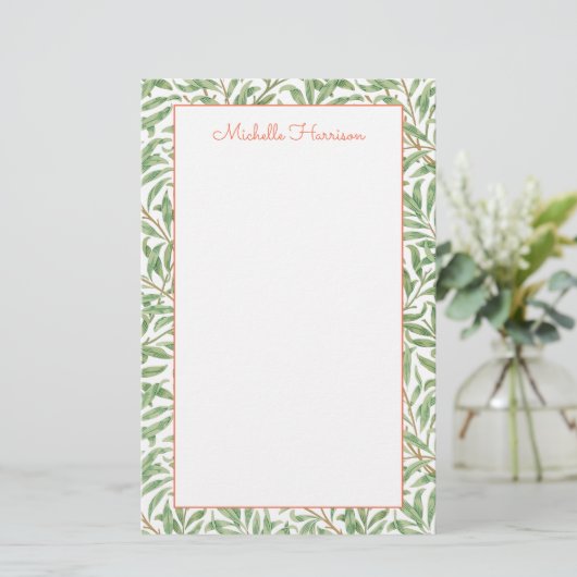 Greenery Foliage Botanical Pattern Green Sinaasapp Briefpapier (Staand voorkant)