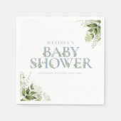 Greenery Foliage Boy Dusty Blue Baby shower Servet (Voorkant)