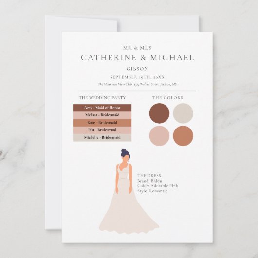 Greenery Foliage Bridesmaid Wedding Info Kaart (Achterkant)