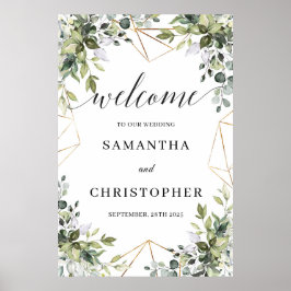 Greenery foliage bruiloft welkomstteken poster