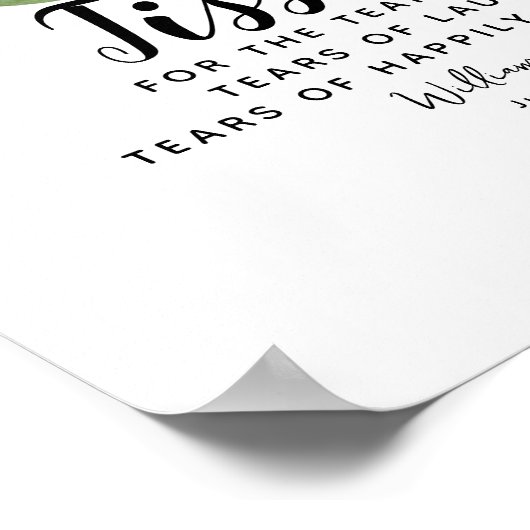 greenery foliage ceremony tissues wedding sign poster (Hoek)