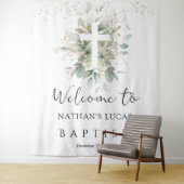 Greenery Foliage Cross Baby Baptism  Wandkleed (In situ)