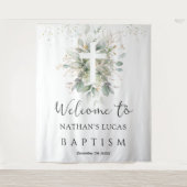 Greenery Foliage Cross Baby Baptism  Wandkleed (Voorkant)