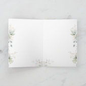 Greenery Foliage Cross Christening  Kaart (Binnen)