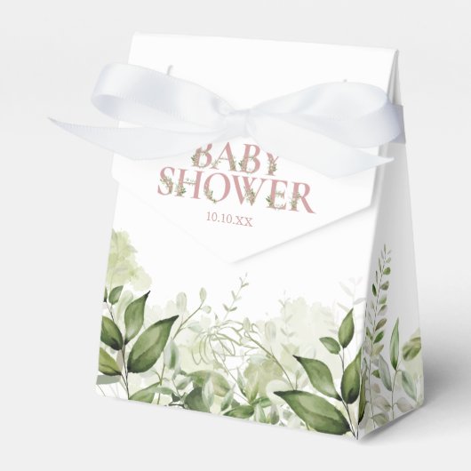 Greenery Foliage Dusty Roos Baby shower Bedankdoosjes (Voorkant Zijde)