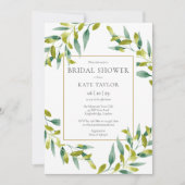 Greenery Foliage Elegant Goud Vrijgezellenfeest Kaart (Voorkant)