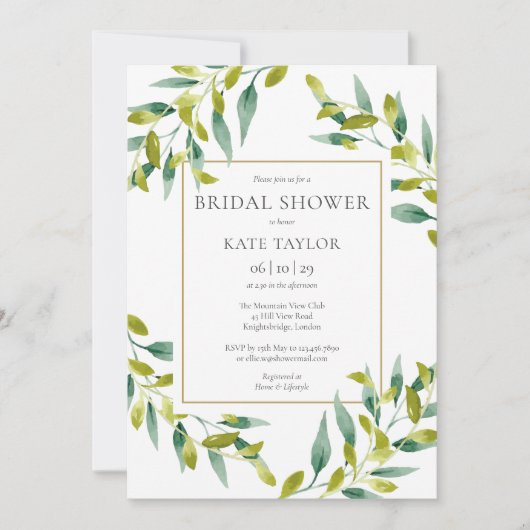 Greenery Foliage Elegant Goud Vrijgezellenfeest Kaart (Voorkant)