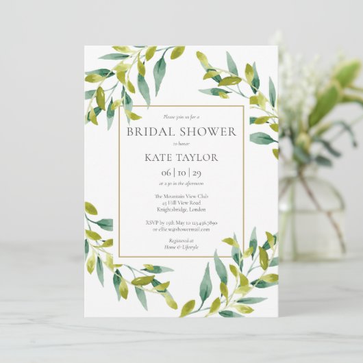 Greenery Foliage Elegant Goud Vrijgezellenfeest Kaart (Staand voorkant)