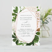 Greenery Foliage Elegant Wedding Aankondiging (Staand voorkant)