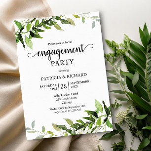 Greenery Foliage Engagement Party Kaart