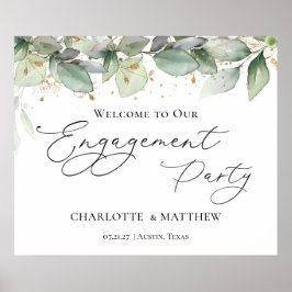 Greenery Foliage Engagement Party Welkom Poster