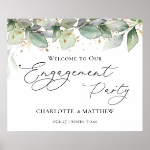 Greenery Foliage Engagement Party Welkom Poster