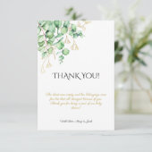 Greenery foliage eucalyptus baby shower Hartelijk Bedankkaart (Staand voorkant)