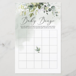 Greenery foliage eucalyptus boho baby bingo game