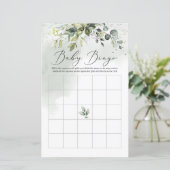 Greenery foliage eucalyptus boho baby bingo game (Staand voorkant)