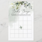 Greenery foliage eucalyptus boho baby bingo game (Voorkant)