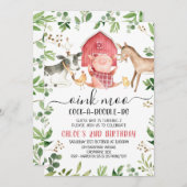 Greenery Foliage Farm Animals 2e verjaardag Kaart (Voorkant / Achterkant)