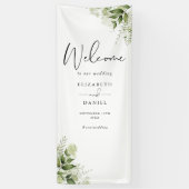 Greenery Foliage Floral Wedding Welcome Spandoek (Verticaal)