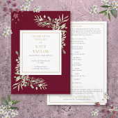 Greenery Foliage Funeral Memorial Order of Service Programmakaart