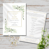 Greenery Foliage Funeral Memorial Order of Service Programmakaart