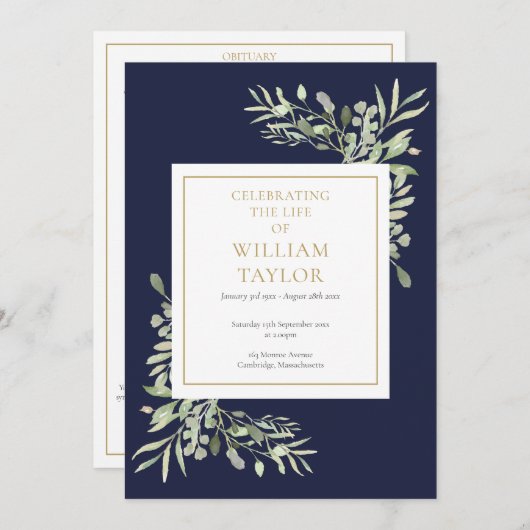 Greenery Foliage Funeral Memorial Order of Service Programmakaart (Voorkant / Achterkant)