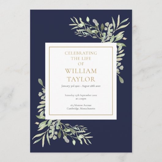 Greenery Foliage Funeral Memorial Order of Service Programmakaart (Voorkant)