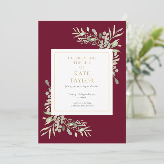 Greenery Foliage Funeral Memorial Order of Service Programmakaart (Staand voorkant)