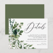 Greenery Foliage Garden Boho Wedding Details Card Informatiekaartje (Voorkant / Achterkant)