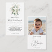 Greenery Foliage Gender Neutral Baptism Prayer Contactkaartje (Voorkant / Achterkant)