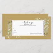 Greenery Foliage Gold Business Gift Certificate (Voorkant / Achterkant)