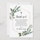 Greenery Foliage Gold Cross Baptisme Hartelijk dan Kaart (Voorkant)