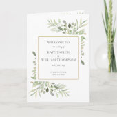 Greenery Foliage Gold Geometric Wedding Programma (Voorkant)