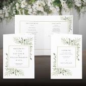 Greenery Foliage Gold Geometric Wedding Programma