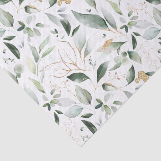 Greenery Foliage Gold Leaves Tissuepapier (Detail)