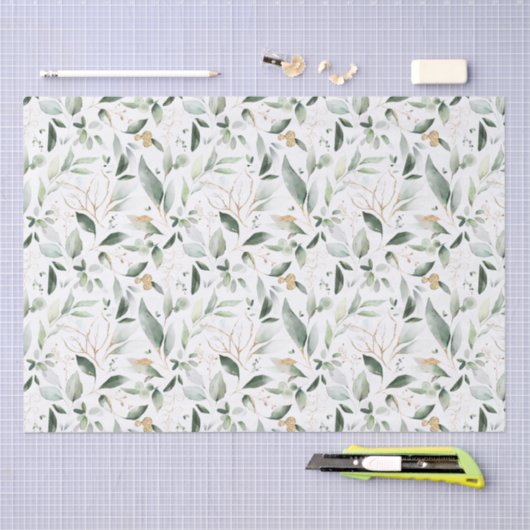 Greenery Foliage Gold Leaves Tissuepapier (Craft)