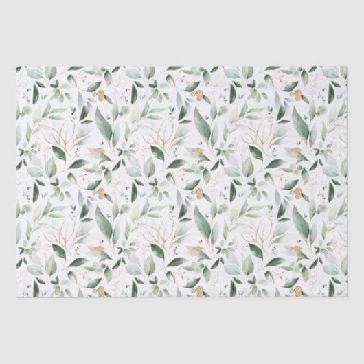 Greenery Foliage Gold Leaves Tissuepapier (Voorkant)