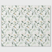 Greenery Foliage Gold Leaves Wrapping Paper Cadeaupapier (Vlak)