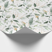 Greenery Foliage Gold Leaves Wrapping Paper Cadeaupapier (Hoek)