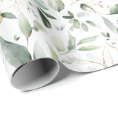 Greenery Foliage Gold Leaves Wrapping Paper Cadeaupapier (Rol Hoek)