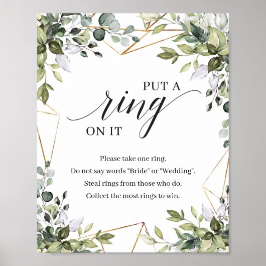 Greenery foliage gold met een ring op het spelbord poster (Voorkant)