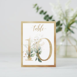 Greenery Foliage Gold Table Numbers, Tabel 10 Card Briefkaart