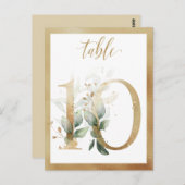 Greenery Foliage Gold Table Numbers, Tabel 10 Card Briefkaart (Voorkant / Achterkant)
