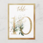 Greenery Foliage Gold Table Numbers, Tabel 10 Card Briefkaart (Voorkant)