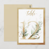 Greenery Foliage Gold Table Numbers, Tabel 12 Card Briefkaart (Voorkant / Achterkant)