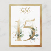 Greenery Foliage Gold Table Numbers, Tabel 15 Card Briefkaart (Voorkant)